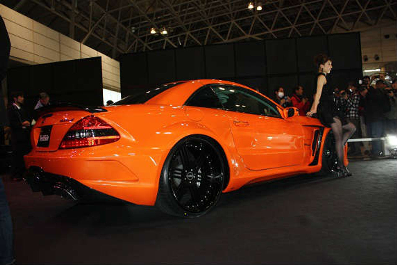 VeilSide Black Fortune 2003-2012 Mercedes SL R230 Wide Body Conversion FRP with CARBON Accents Complete Kit (CFRP/ FRP) Front Bumper, Pair of Side Skirts, Rear Bumper, Front Fenders, Rear Fenders, Rear Spoiler, FRP Hood & Emblems
